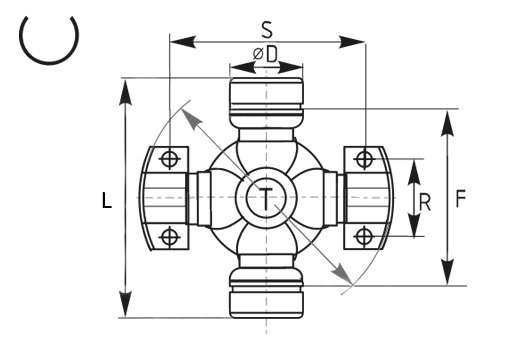 Kardanový kríž - 2x MECHANICS + 2x zvnútra - typ 15